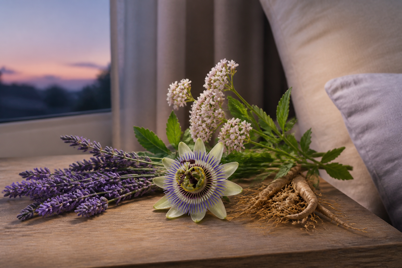 Composição ilustrativa de flores e ramos aromáticos